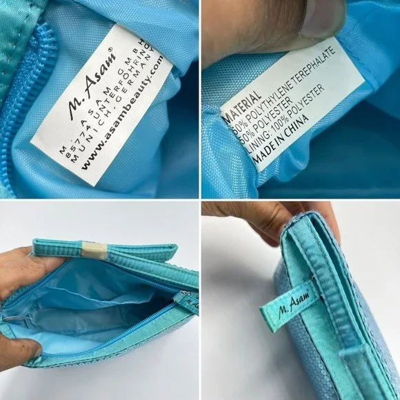 M. Asam Blue Sequined Cosmetic Bag NEW - Picture 7 of 10